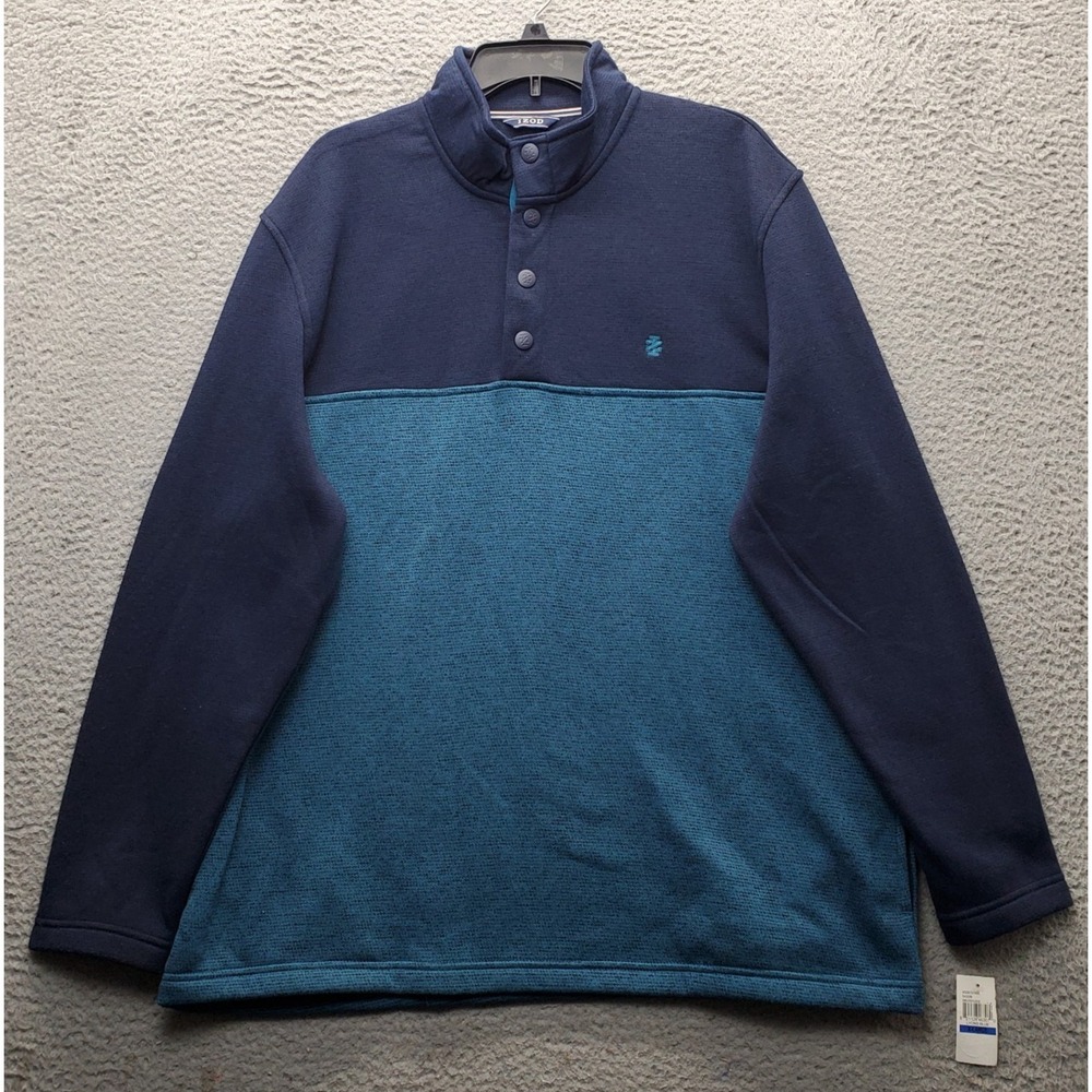 IZOD Sweatshirt Mens XL Multi Fleece Lined Embroidered Logo Quarter Snap Front